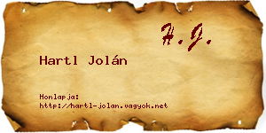 Hartl Jolán névjegykártya